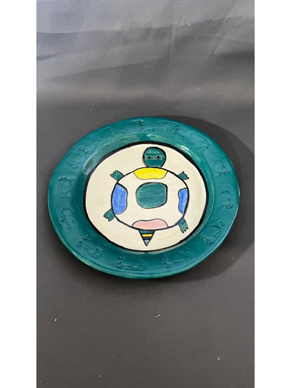 Autumn Clayworks Handpainted Turtle Design Ceramic Plate Taos N.M.